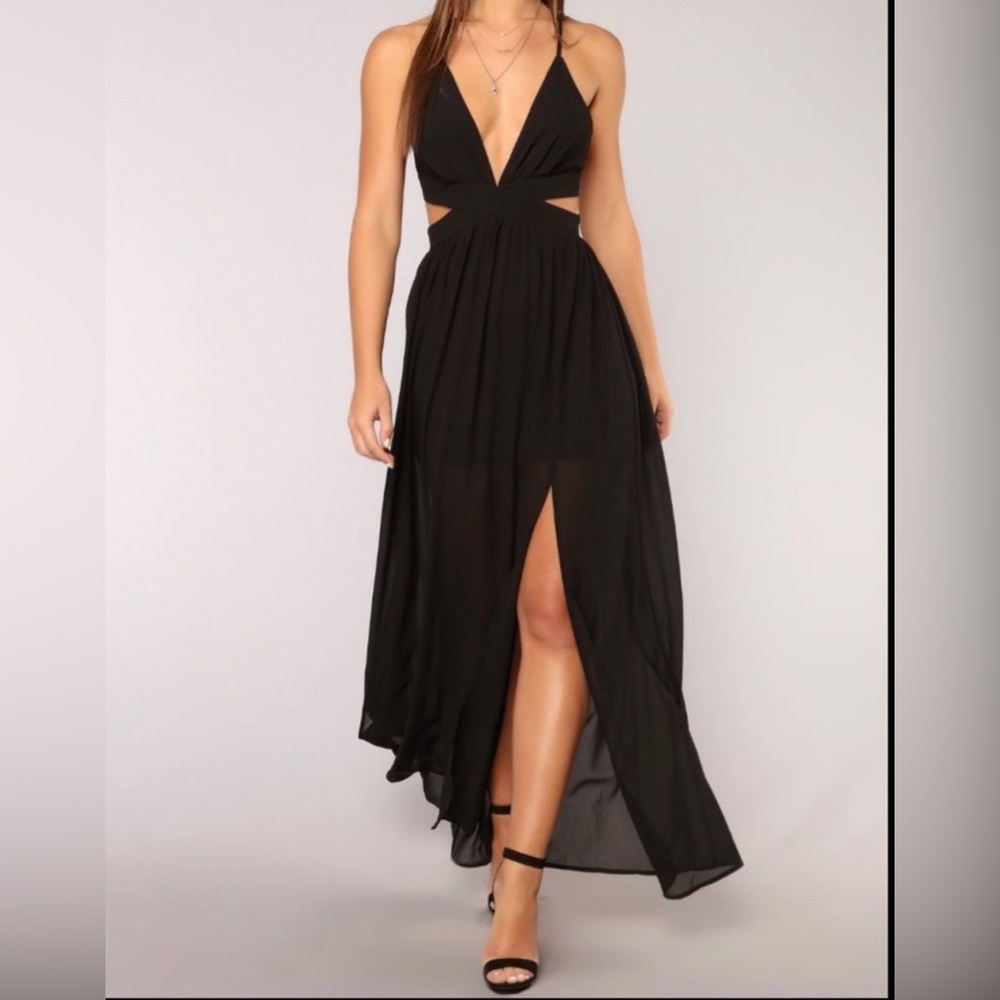 Black fashionova maxi dress with cutouts